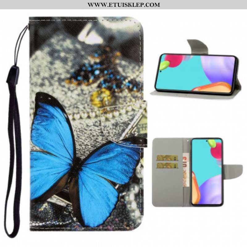 Etui Folio do Samsung Galaxy A52 4G / A52 5G / A52s 5G z Łańcuch Motyle Wariacje Paska